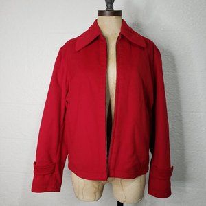 Vintage Faconnable Zip Up Red Wool Coat Jacket S